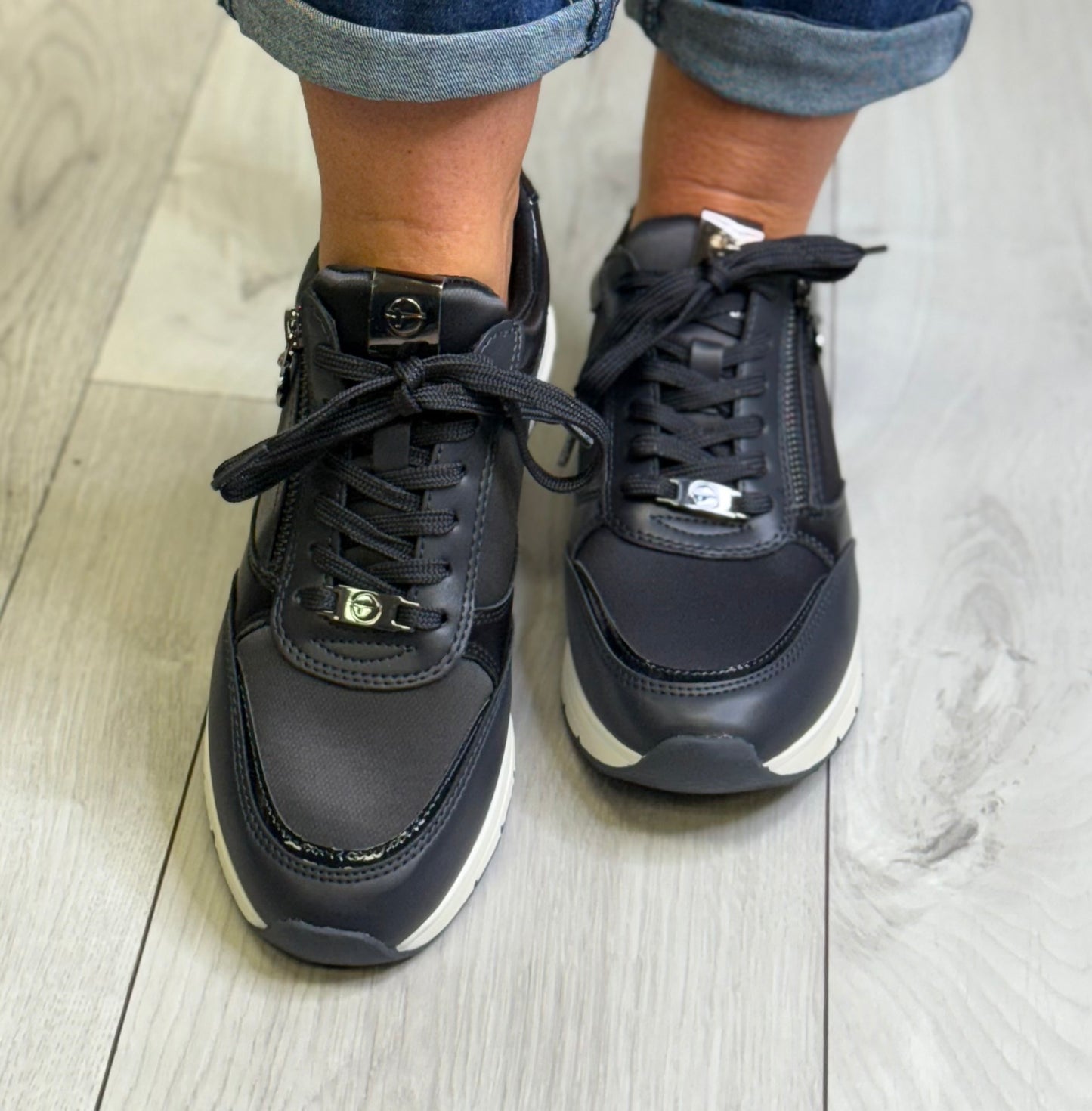 Tamaris - Navy Combo Side Zip Trainer