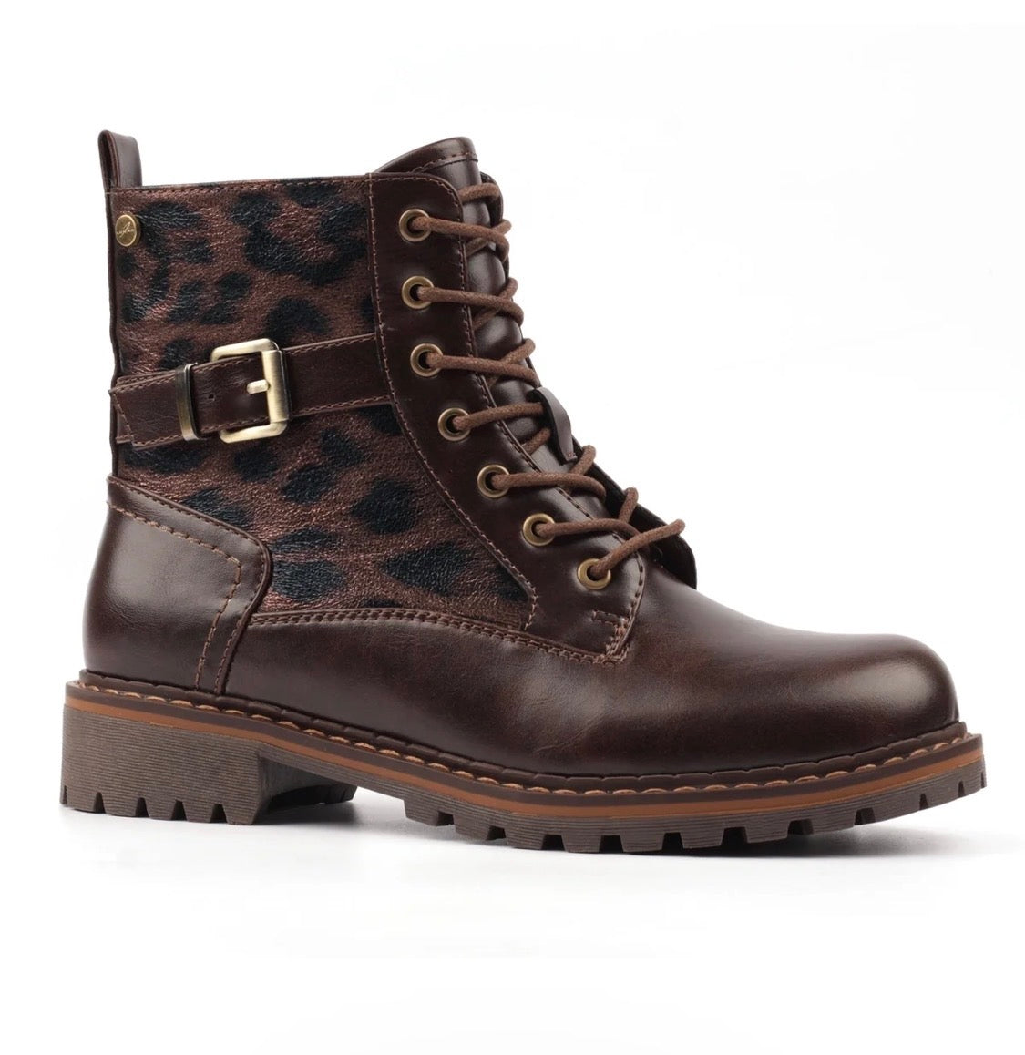 Lunar - 'Becky' Brown/Animal Print Detail Boot
