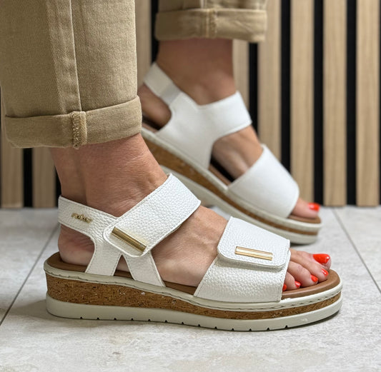 Rieker - White Velcro Strap Sandal