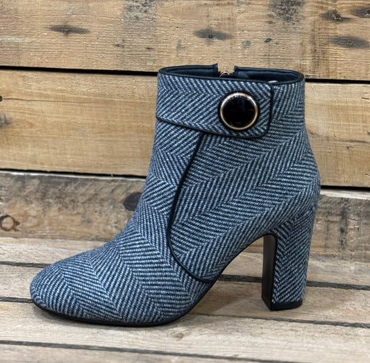 Dancing Matilda - Black Herringbone Ankle Boot