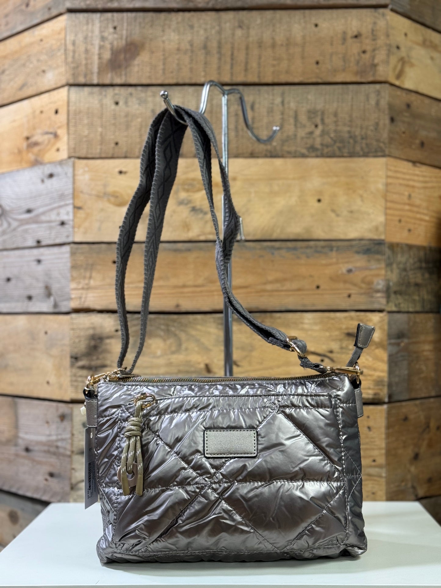 hannah k - 'Carla' Pewter Medium Padded Crossbody Bag