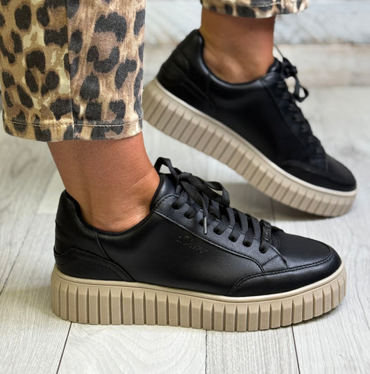 S Oliver - Black Platform Trainer