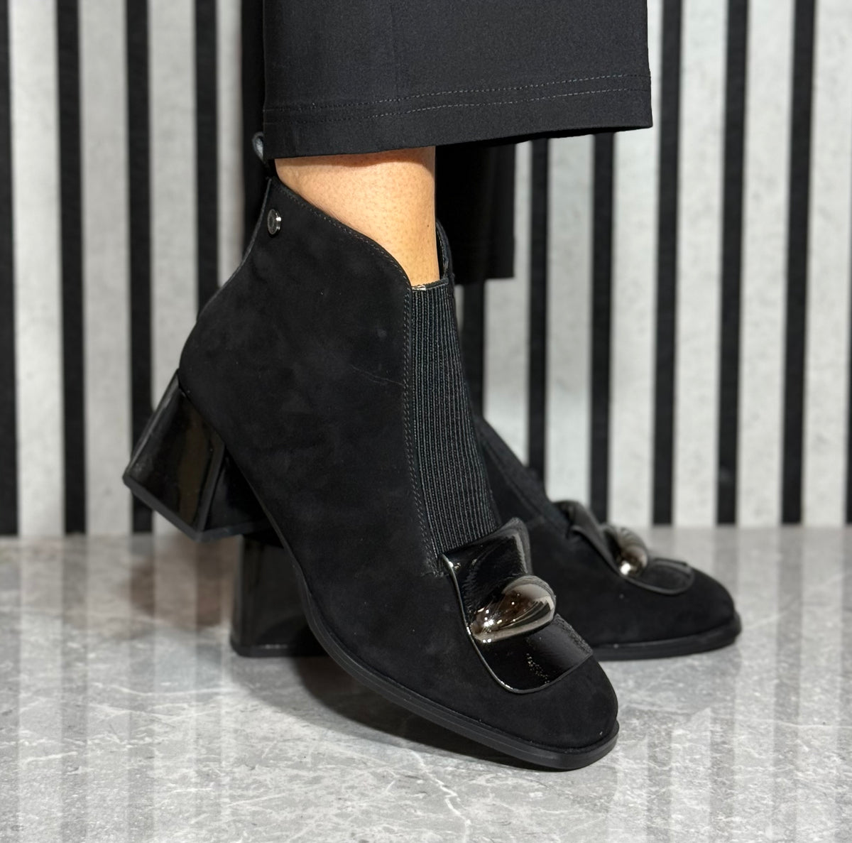 Loretta Vitale - Black Suede Block Heel Boot