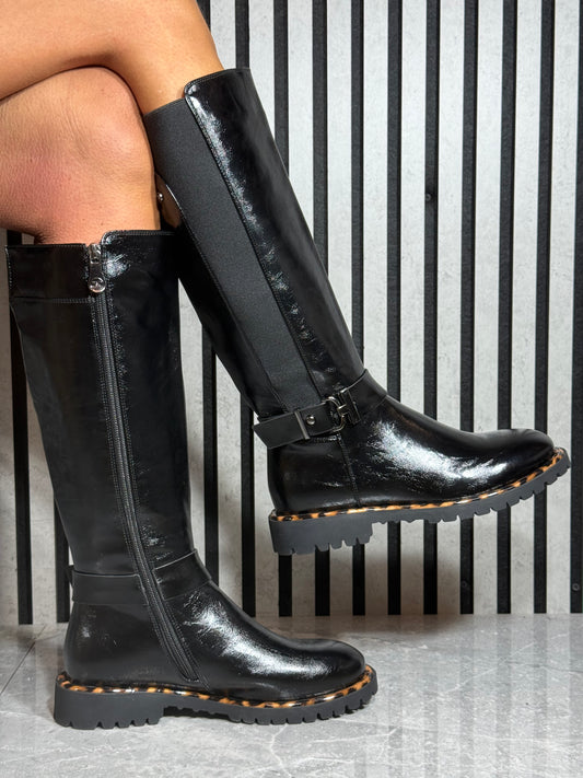 Zanni & Co - Yeshan One Ink Patent Long Boot