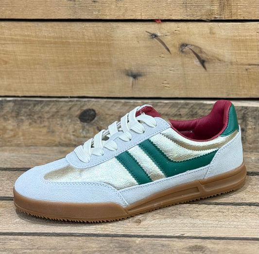 Redz - Gold/Green Leather Combo Trainer