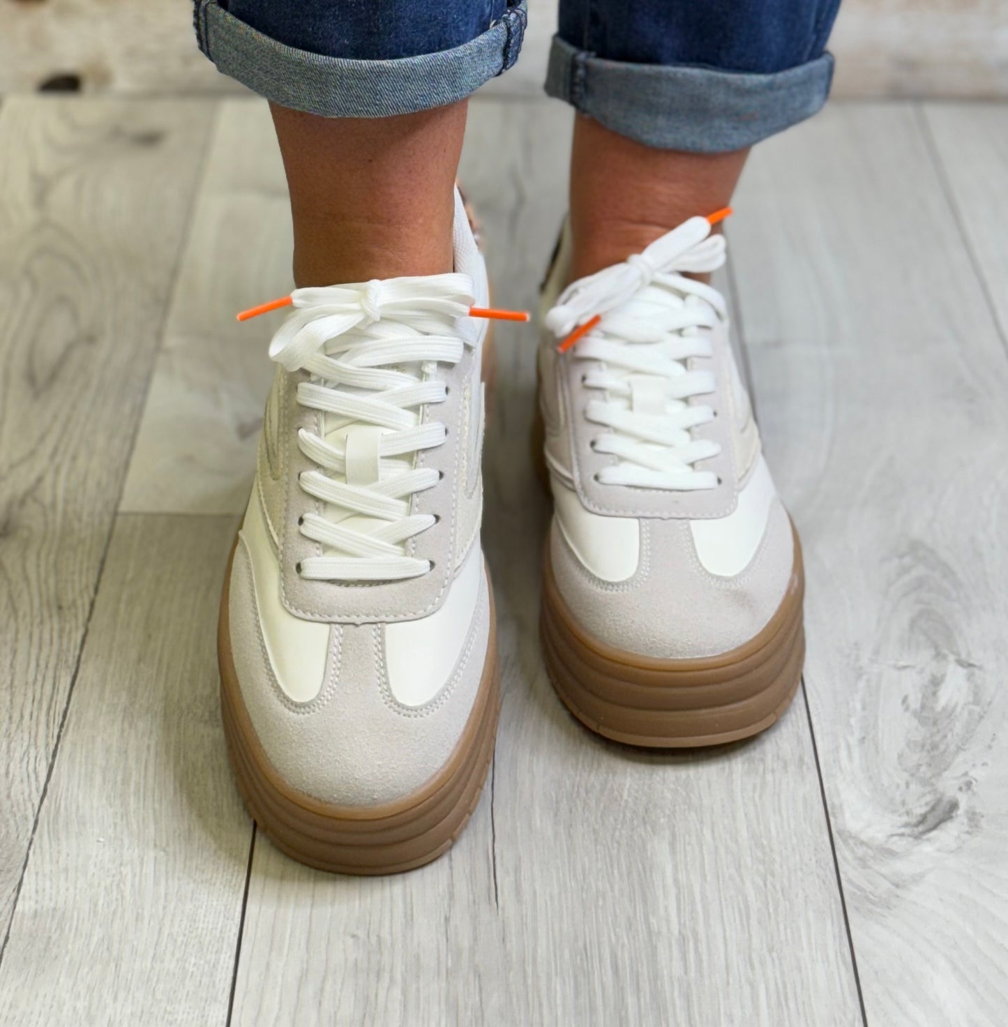 Teddy Smith - Off White Combo Platform Trainer (120305)