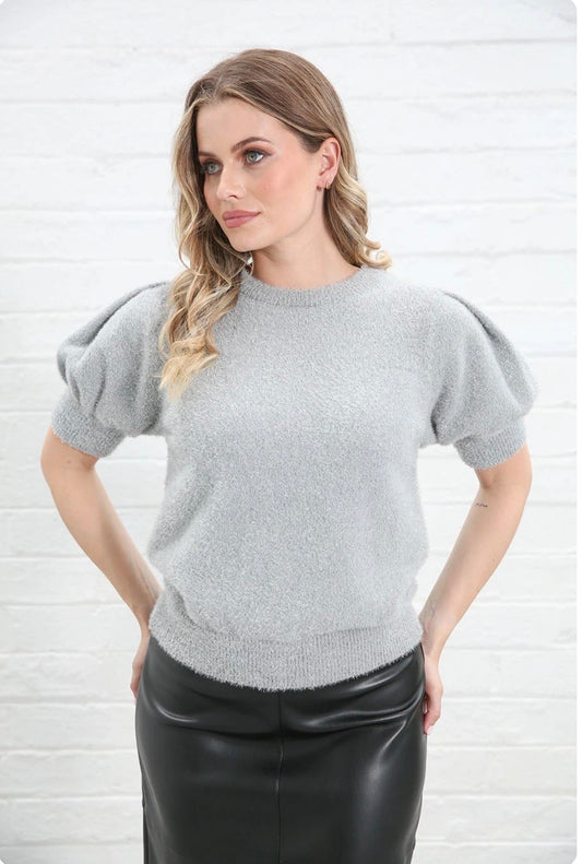 Rant & Rave - Victoria Silver Knit Top