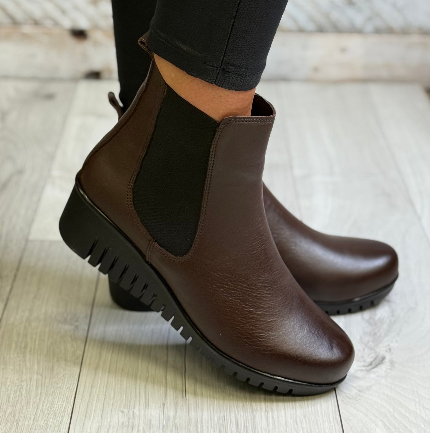 Lotus - 'Dresden' Brown Leather Wedge Boot