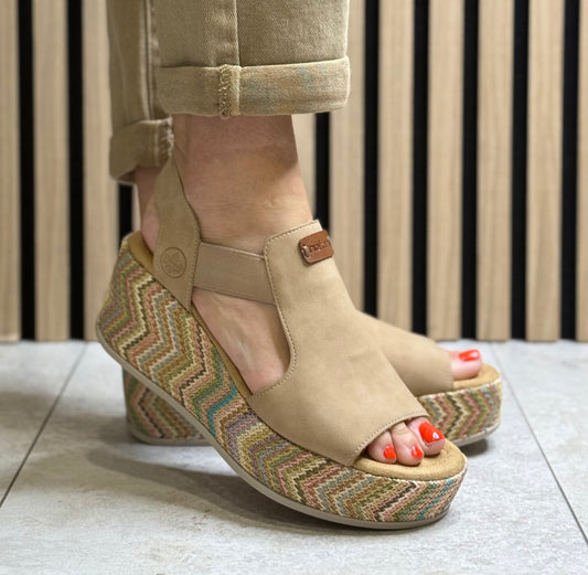 Rieker - Beige Multi Wedge Detail Sandal
