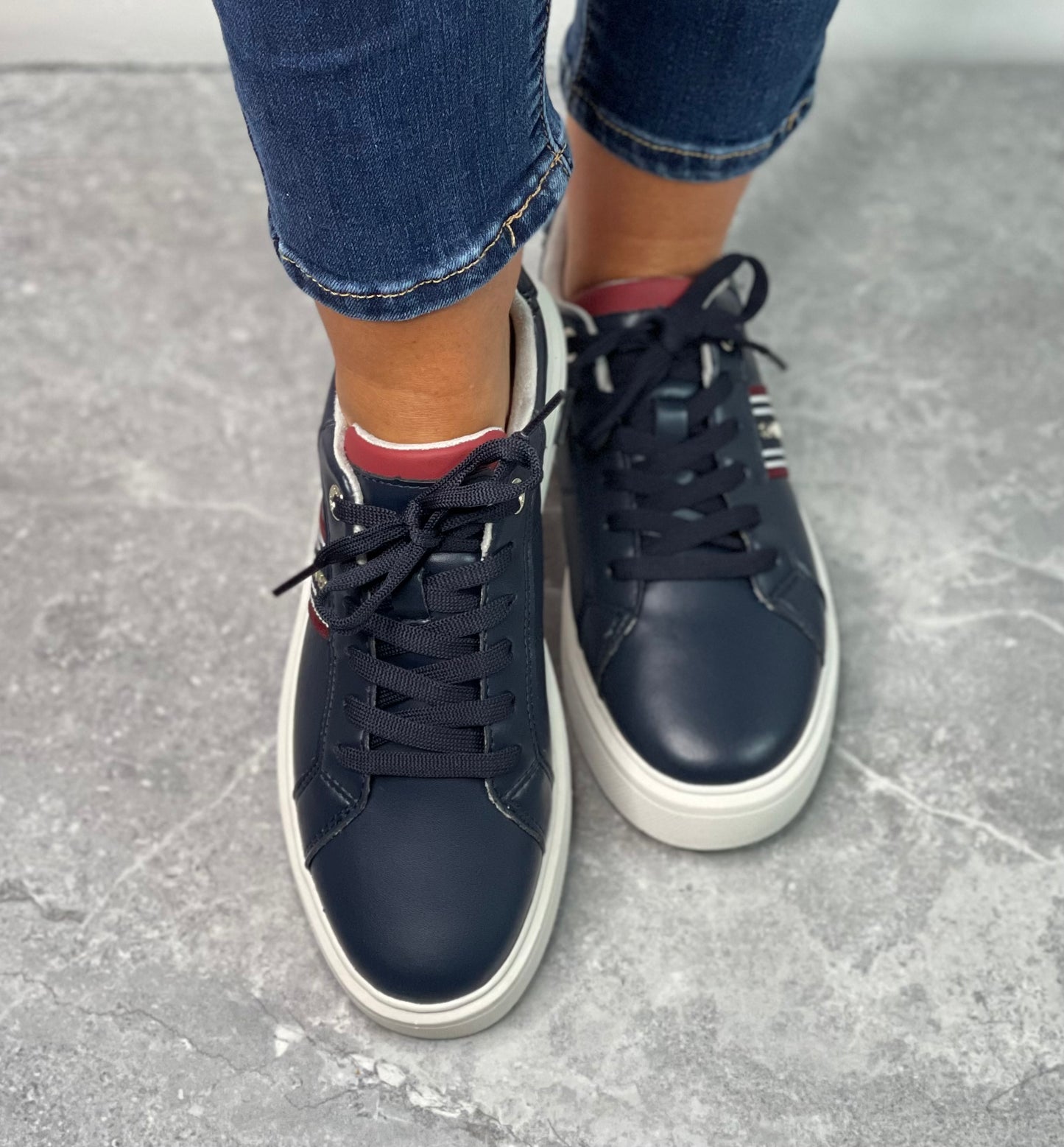 S Oliver - Navy Side Stripe Trainer