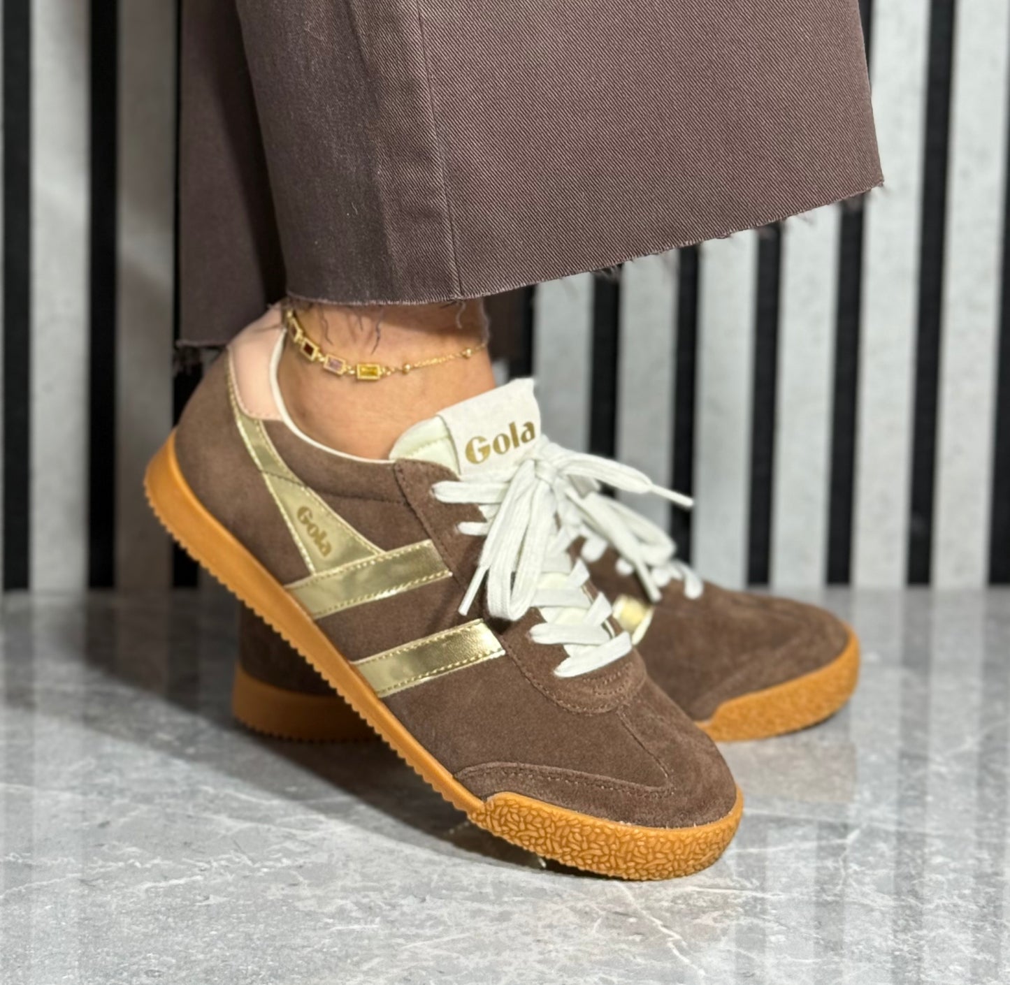 Gola - 'Elan Glitz' Dark Brown/Gold/Cameo Trainer