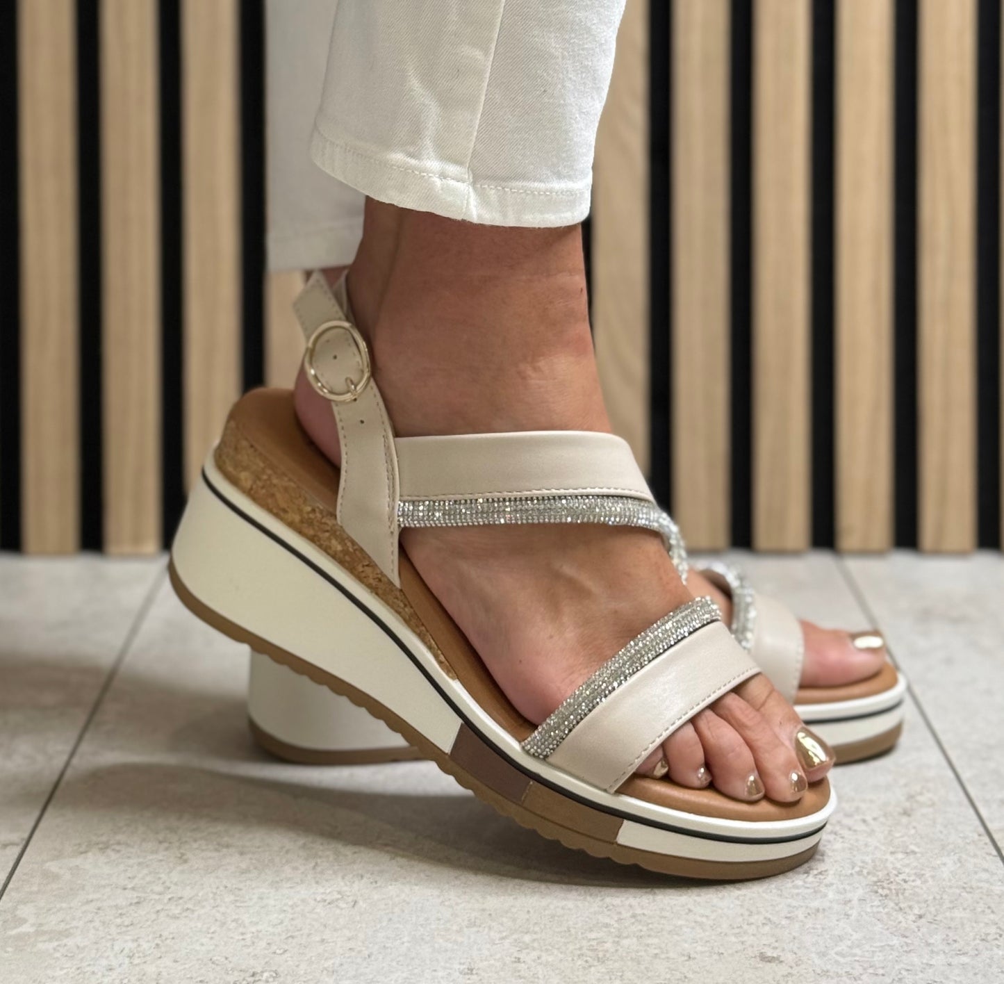 Redz - Beige Combo Wedge Sandal