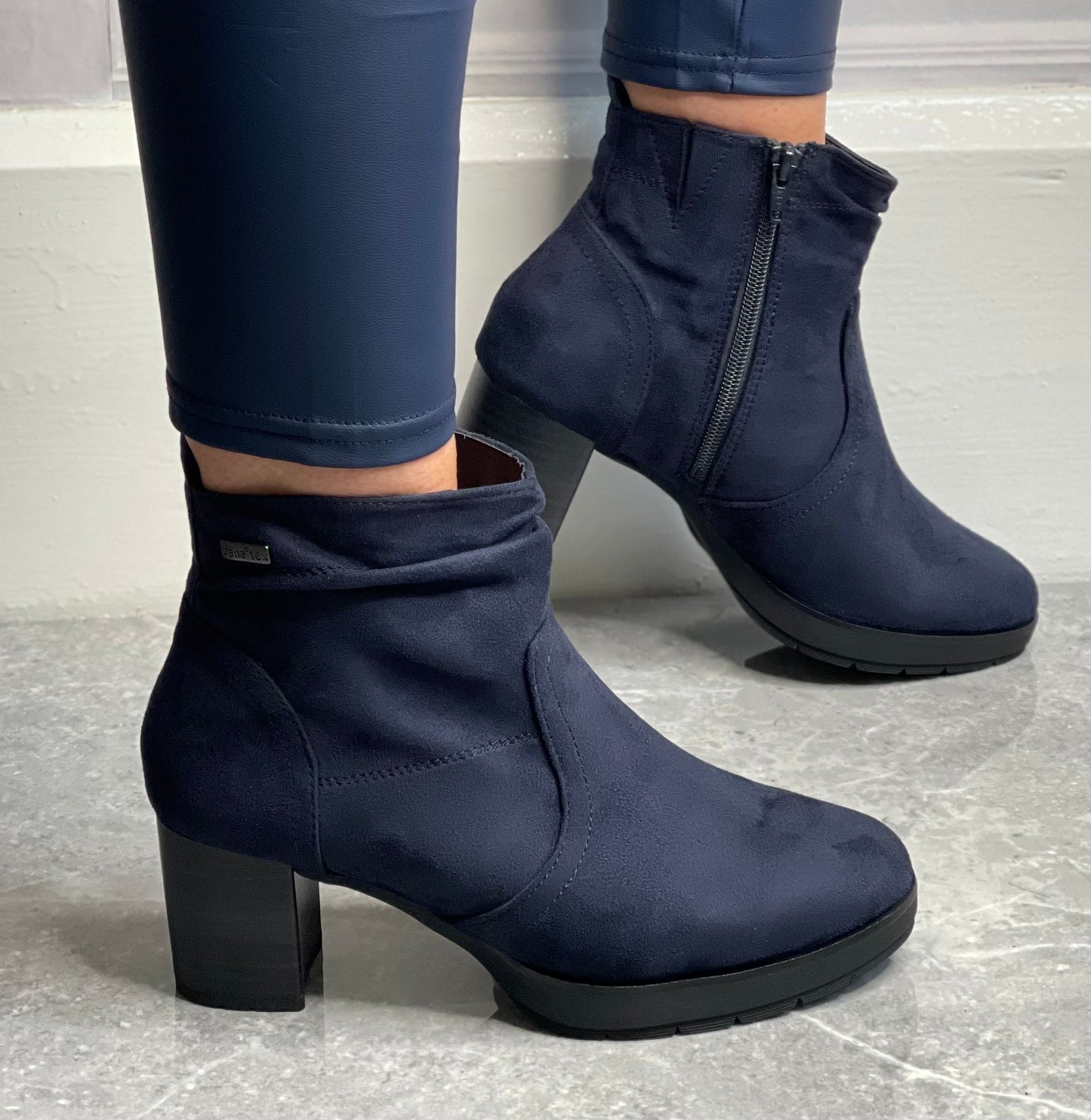 Jana - Navy Ruched 'Tex' Boot