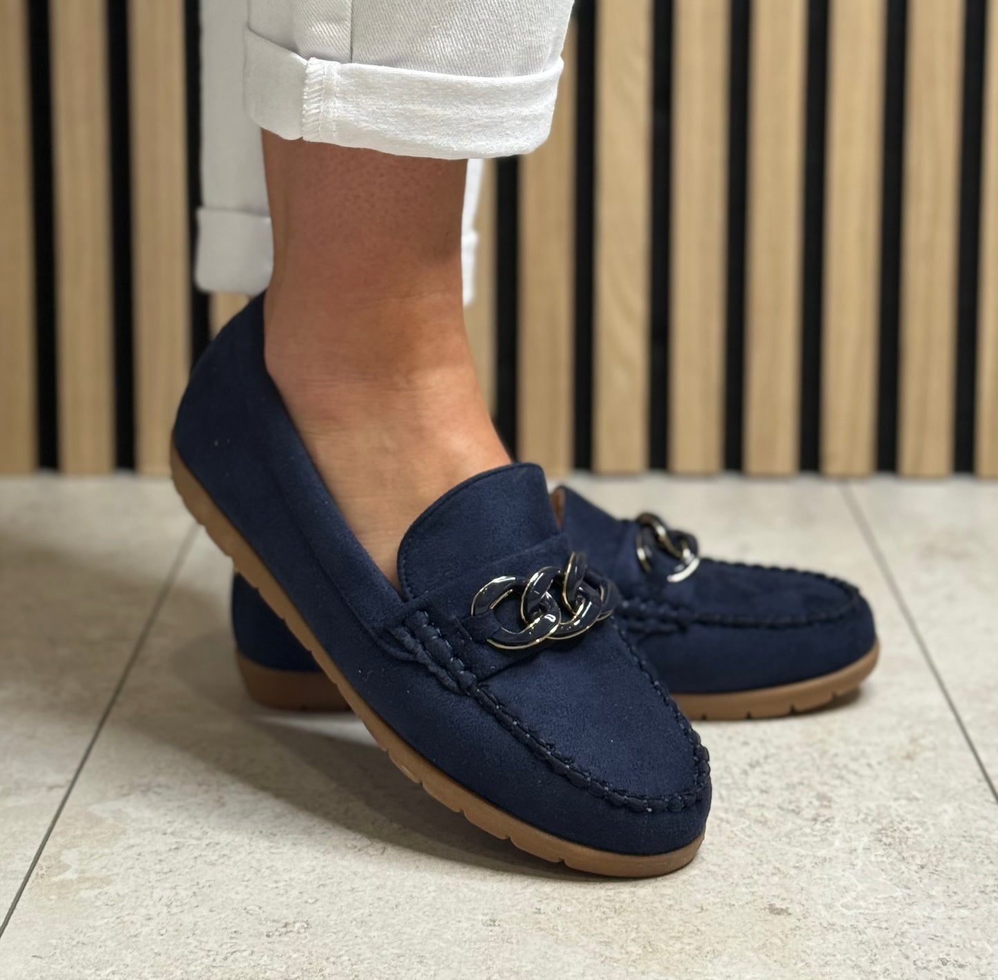Lotus - 'Coma' Navy Chain Detail Loafer