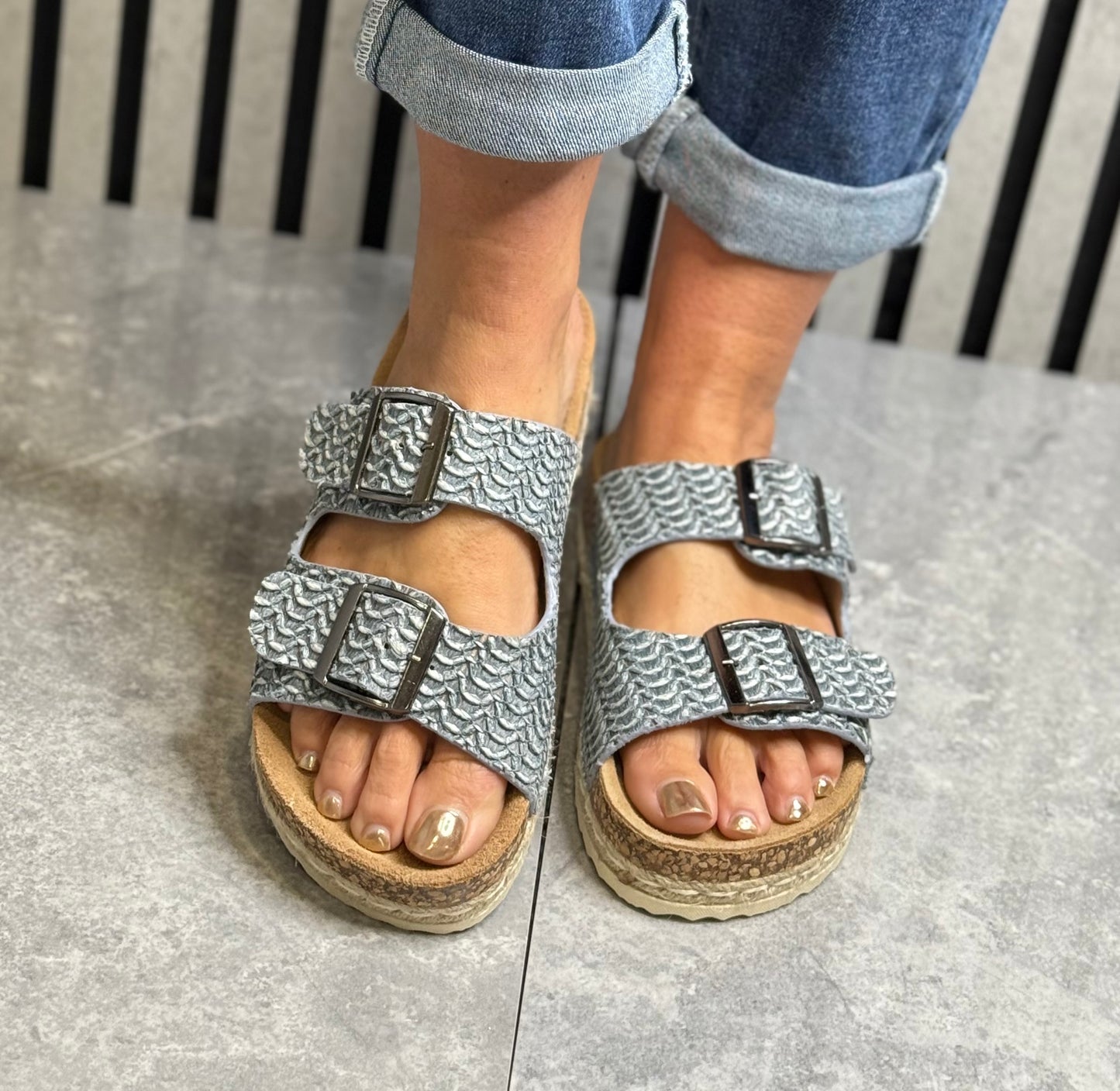 Lunar - 'Sundae’ Blue Double Buckle Slider