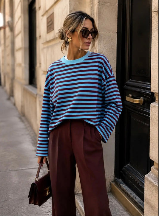 Plum/Turquoise Stripe L/S Tee