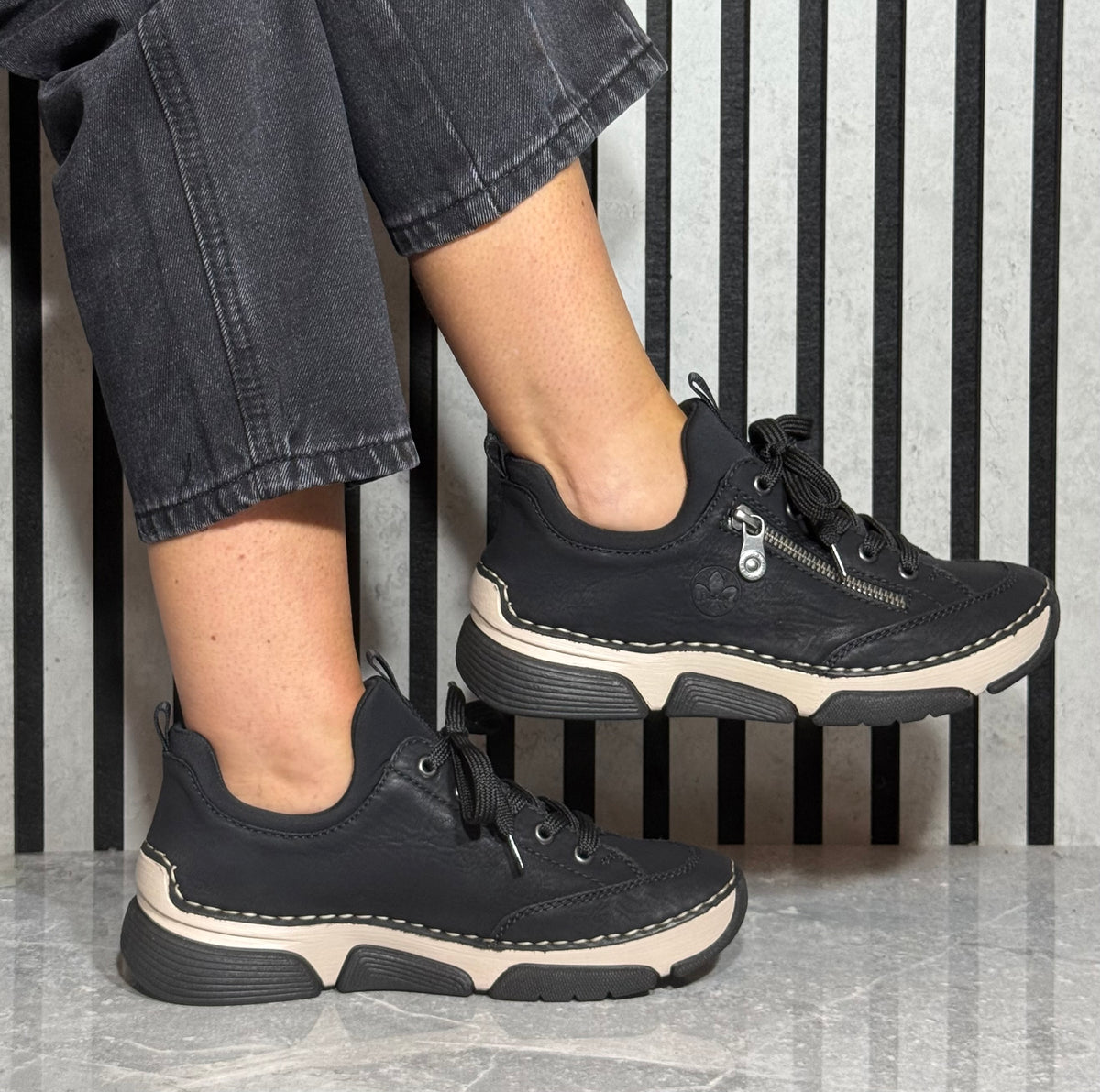 Rieker - Black Slip On Trainer