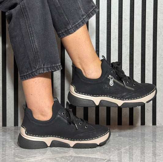 Rieker - Black Slip On Trainer