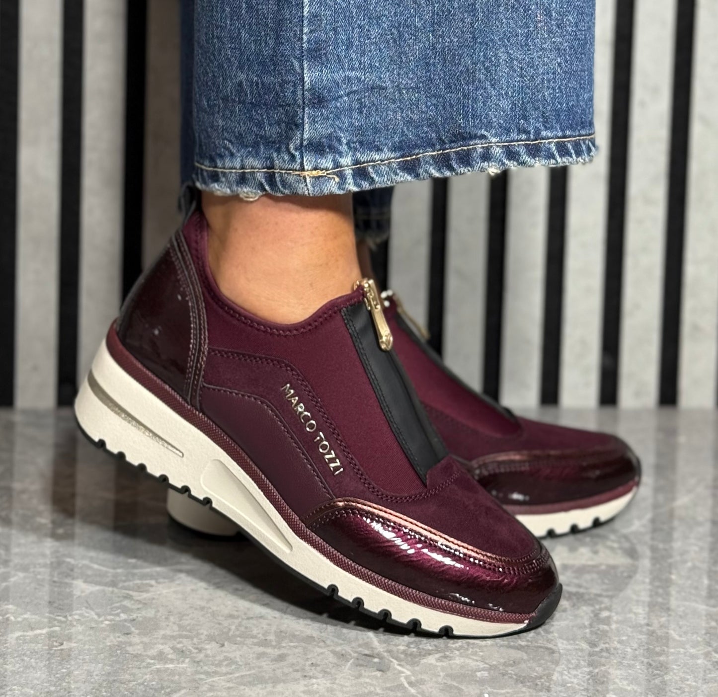 Marco Tozzi - Mulberry Front Zip Wedge Trainer
