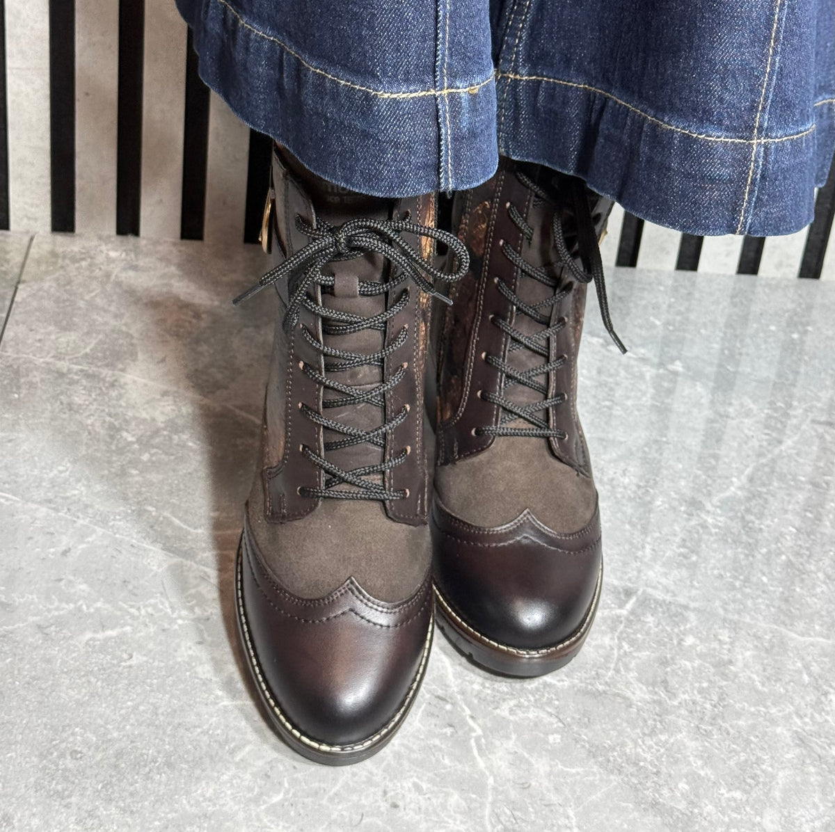 Remonte - Brown Combo 'Tex' ~Block Heel Boot