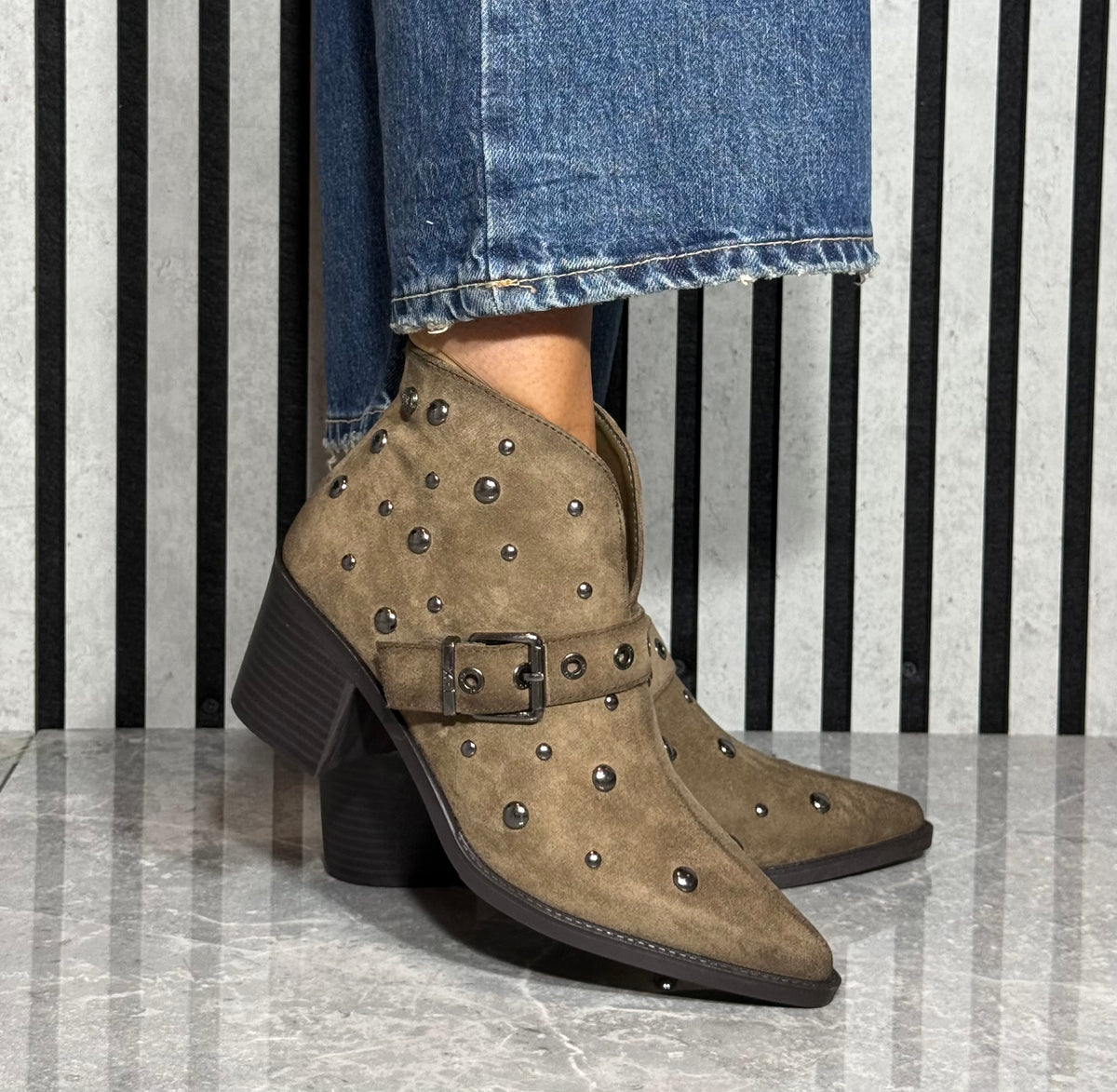 Xti - Taupe Stud Detail Ankle Boot (146516)