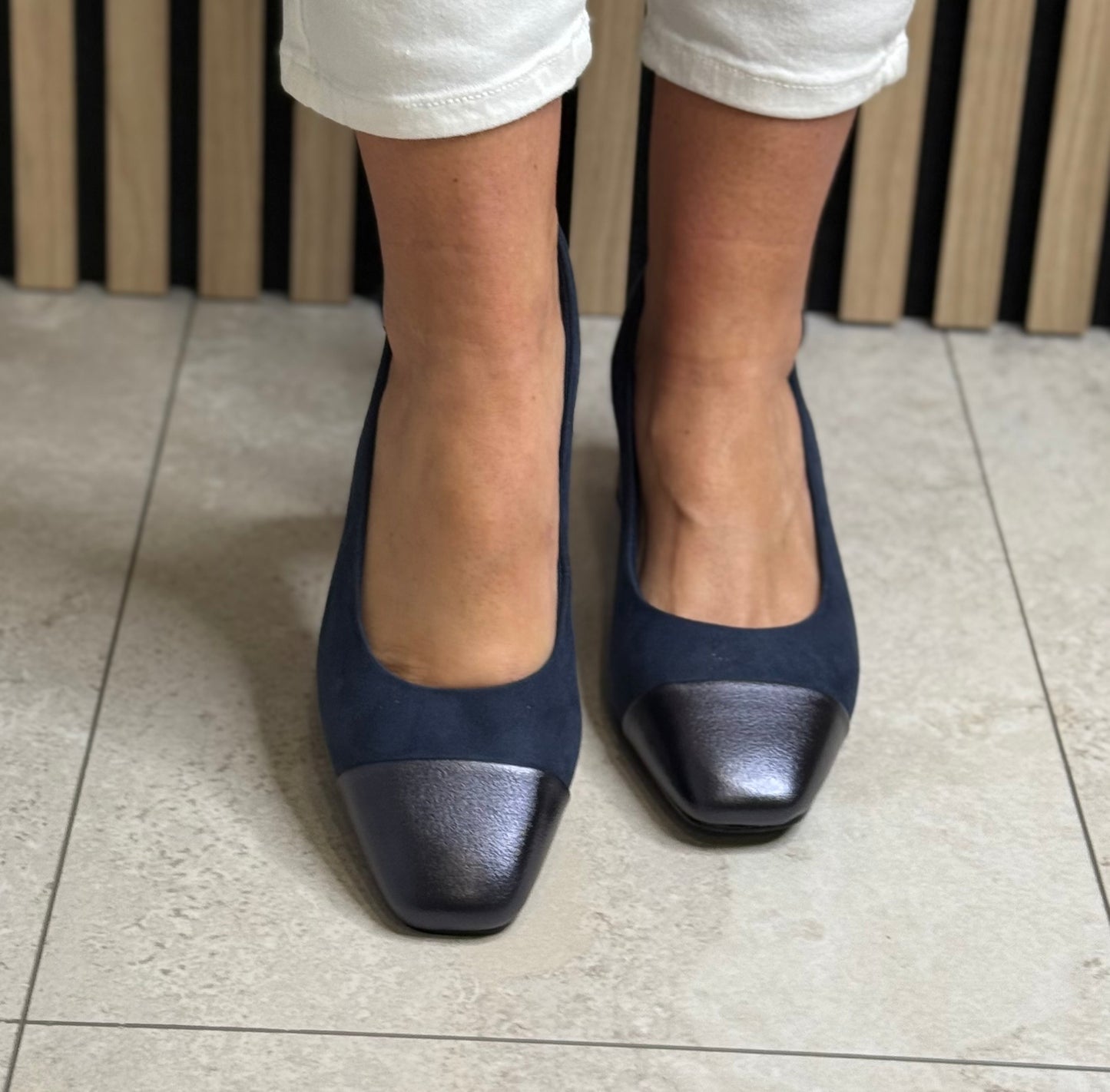 Marco Tozzi - Navy Block Heel Slingback