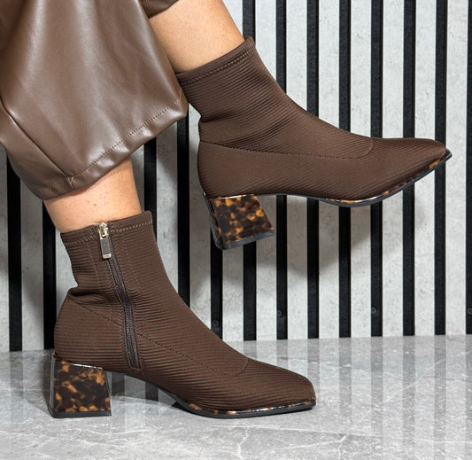 Gioseppo - Brown Block Heel Ankle Boot