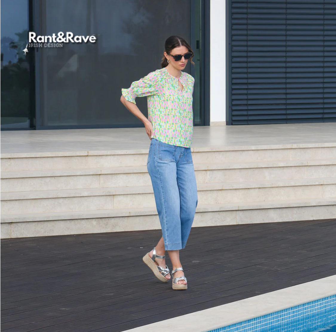 Rant & Rave - 'Teddie' Ice Blue Crop Jean