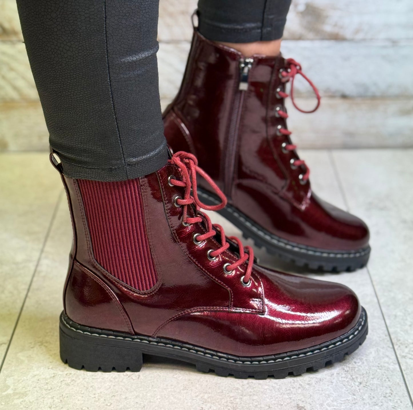 Lunar - 'Alexis' Burgundy Patent Boot