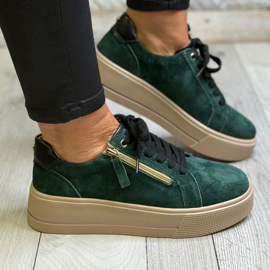 Patrizio Como - 'Ravenna' Green Suede Platform Trainer