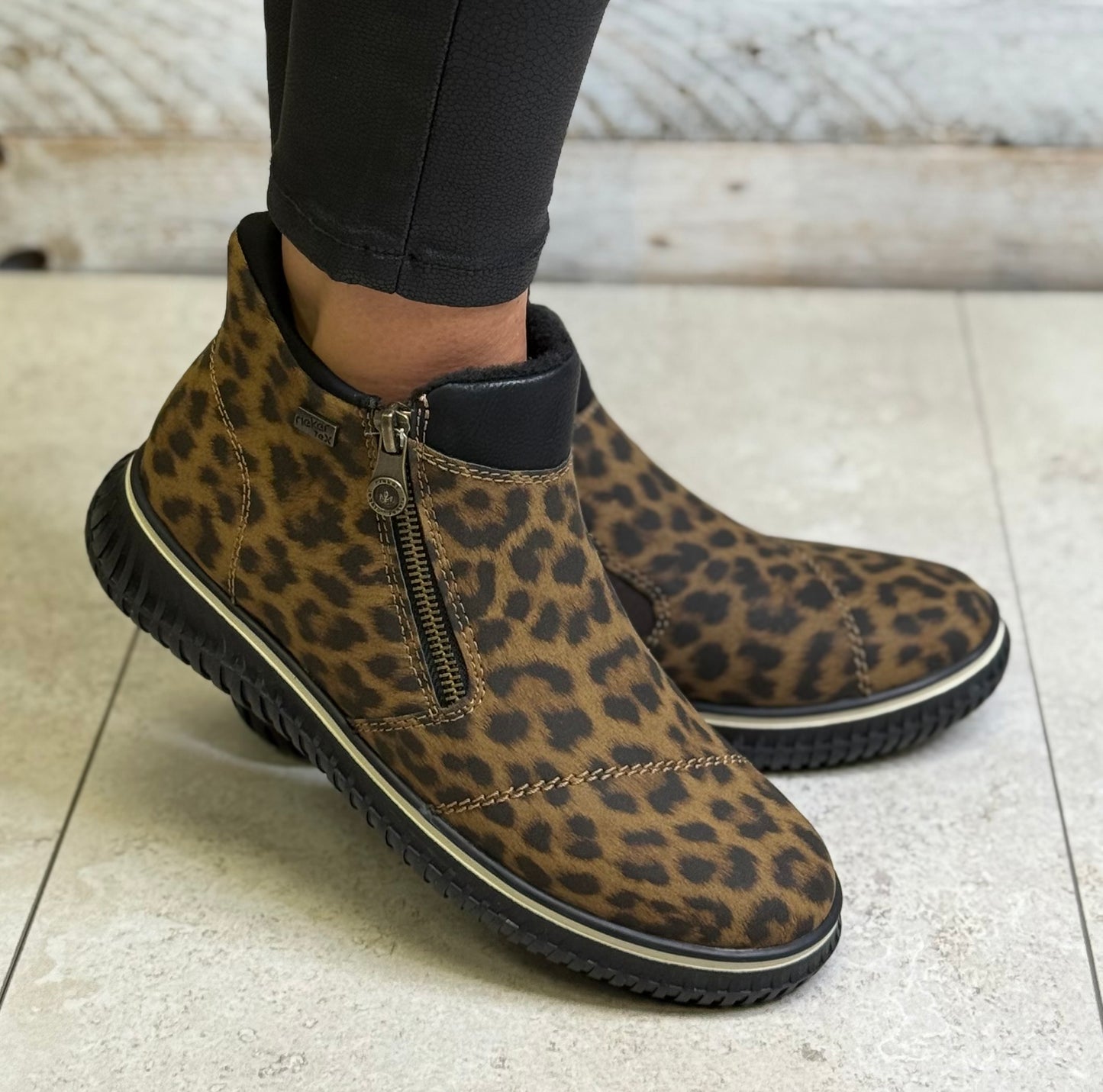 Rieker - Leopard Print Side Zip Boot