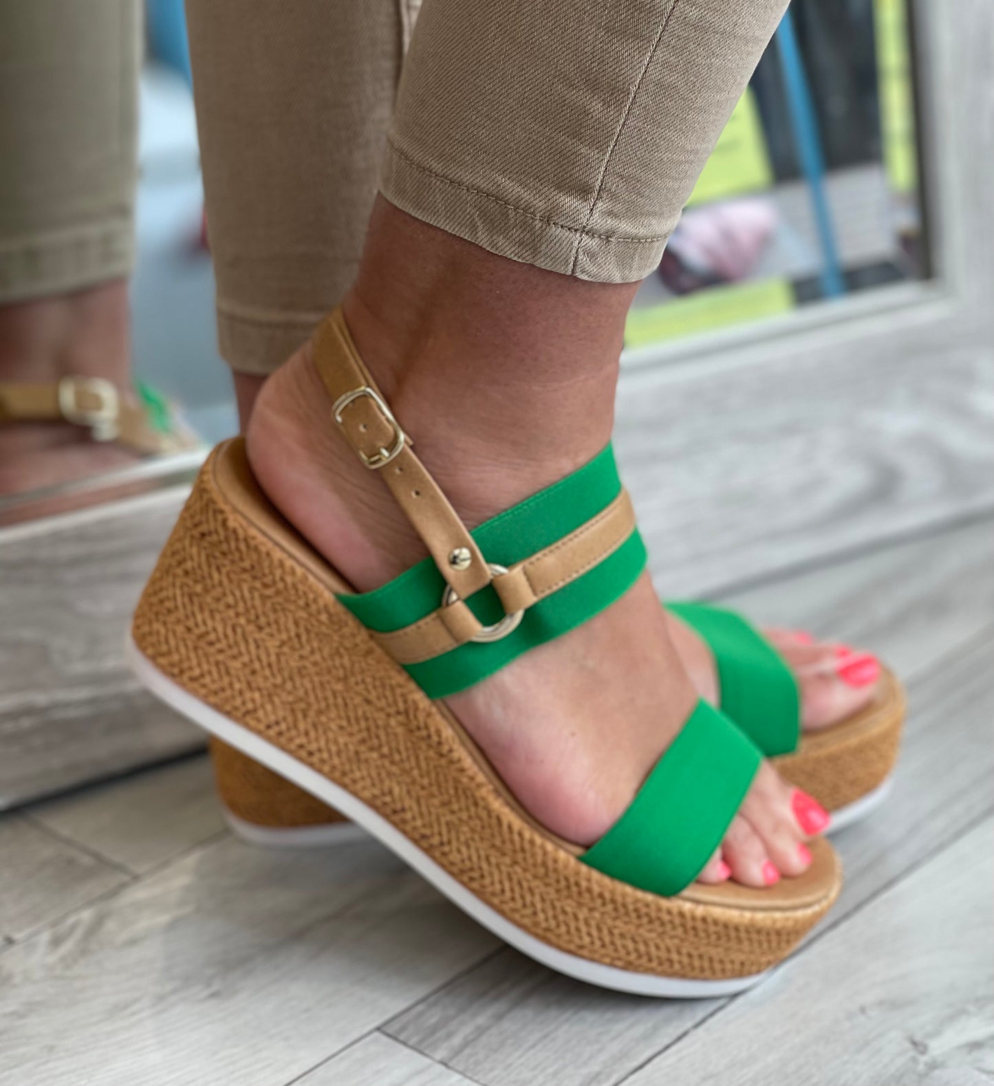 Lotus - 'Liliana' Green Wedge Sandal