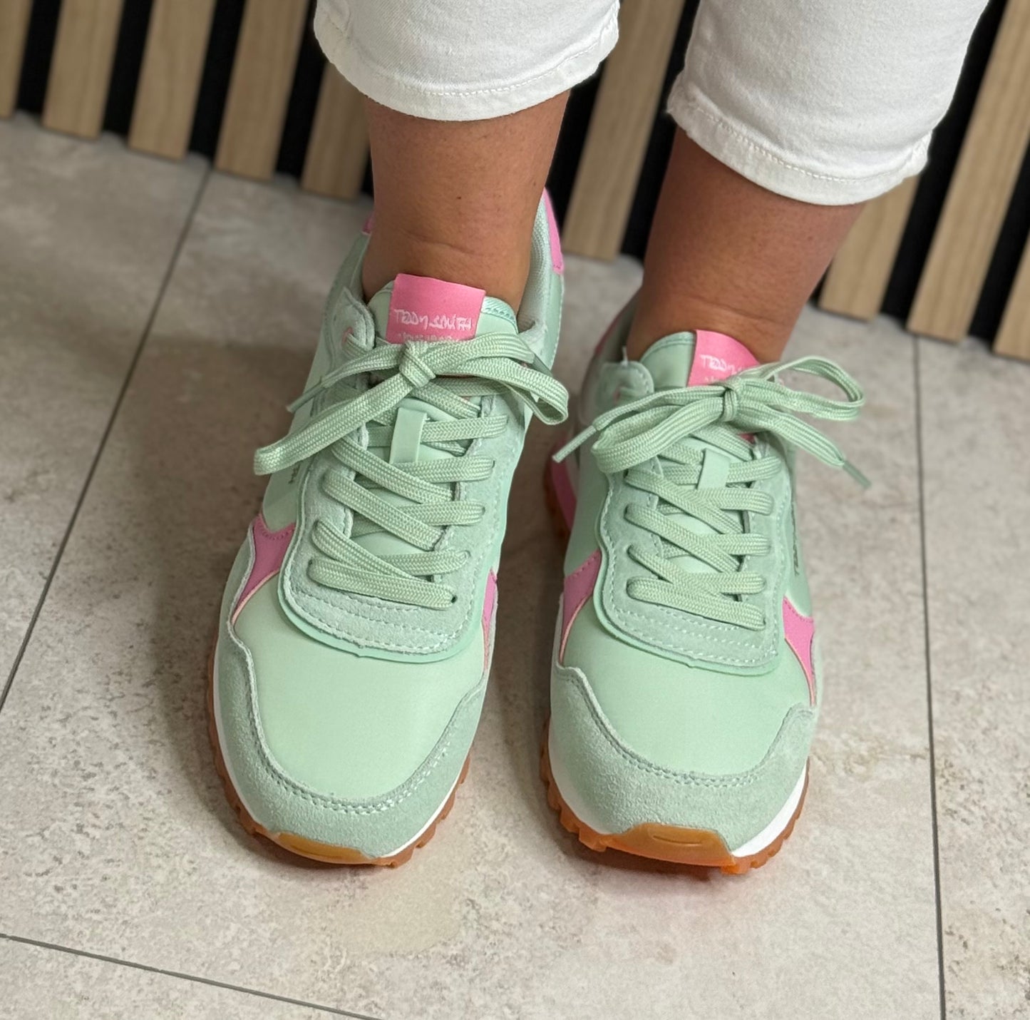 Teddy Smith -  Light Green Suede Combo Trainer (120515)