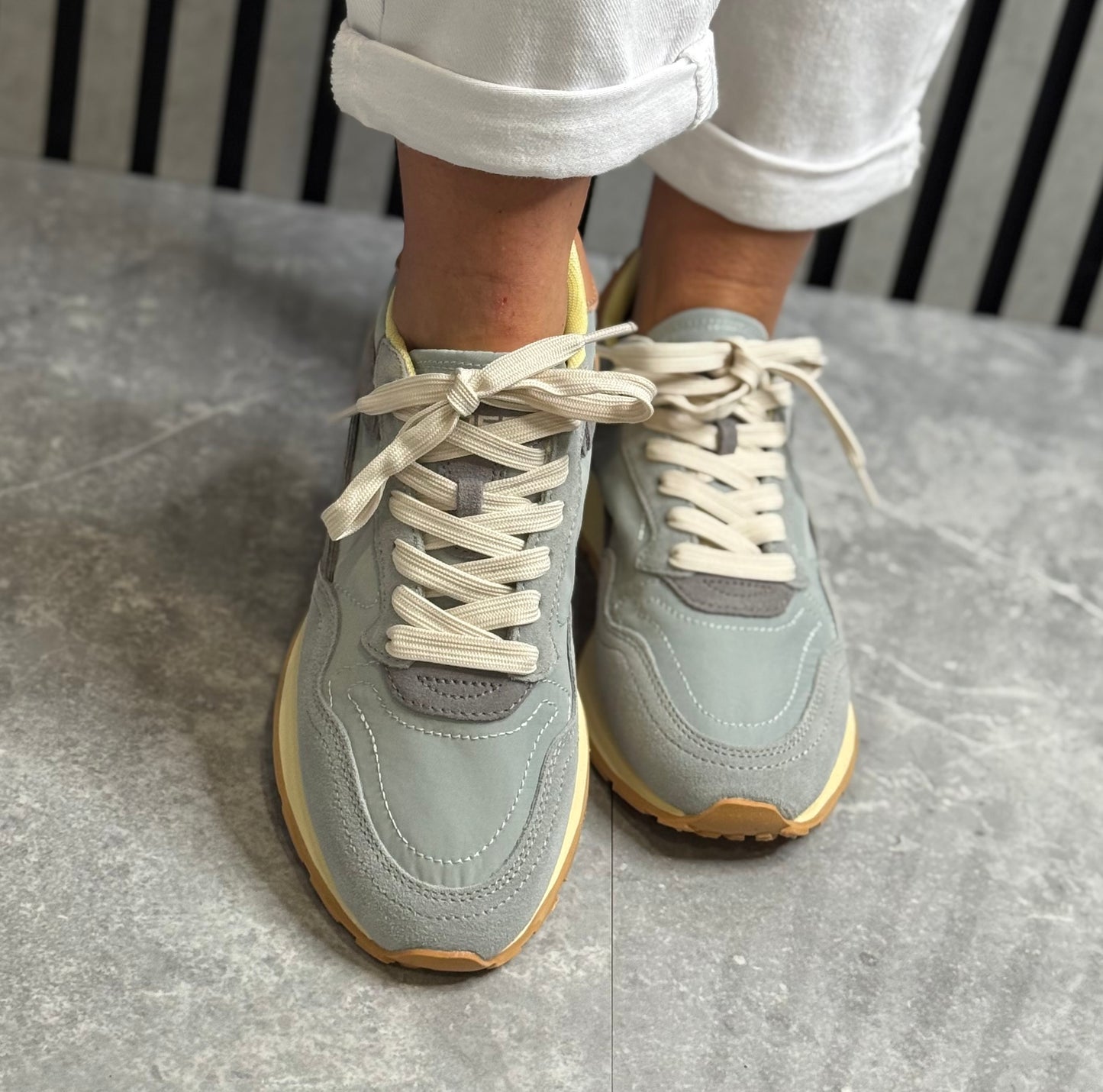 Hoff - 'City' Light Blue Retro Leather Trainer