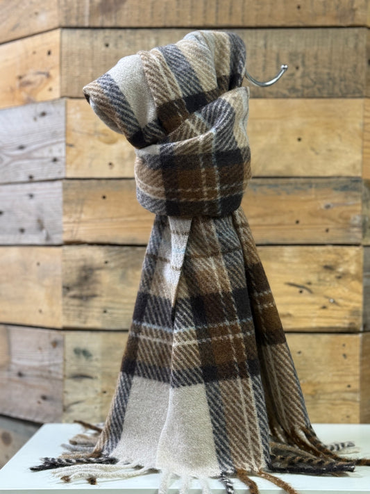 hannah k - Beige/Brown Checked Scarf