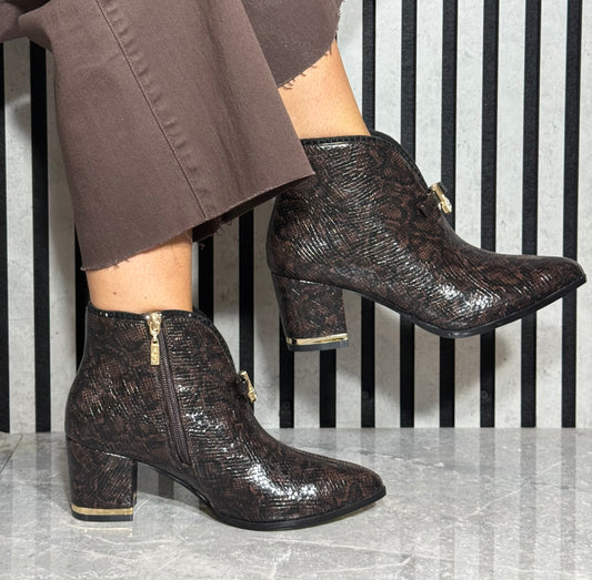 Kate Appleby - ‘Alness' Truffle Scale Block Heel Ankle Boot