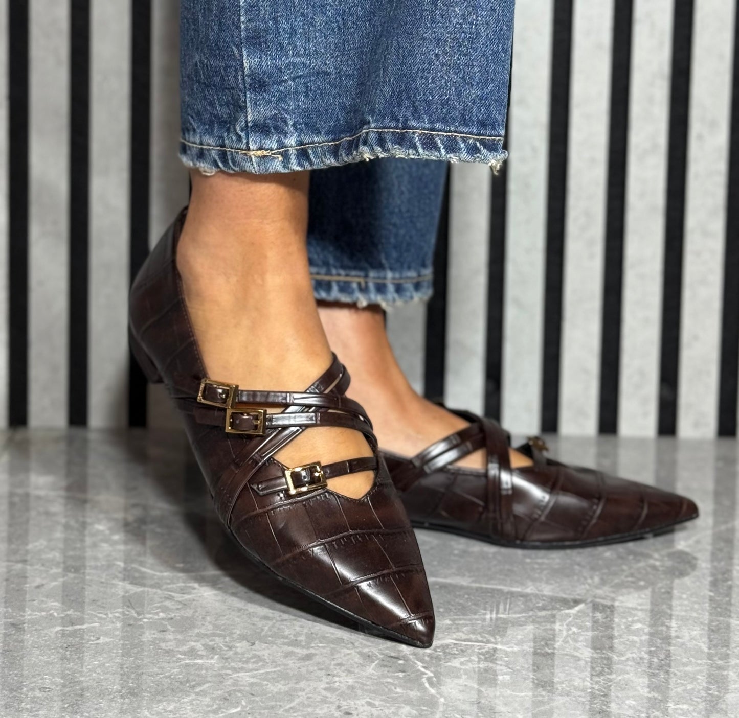 Tamaris - Mocca Croc Strap Detail Shoe