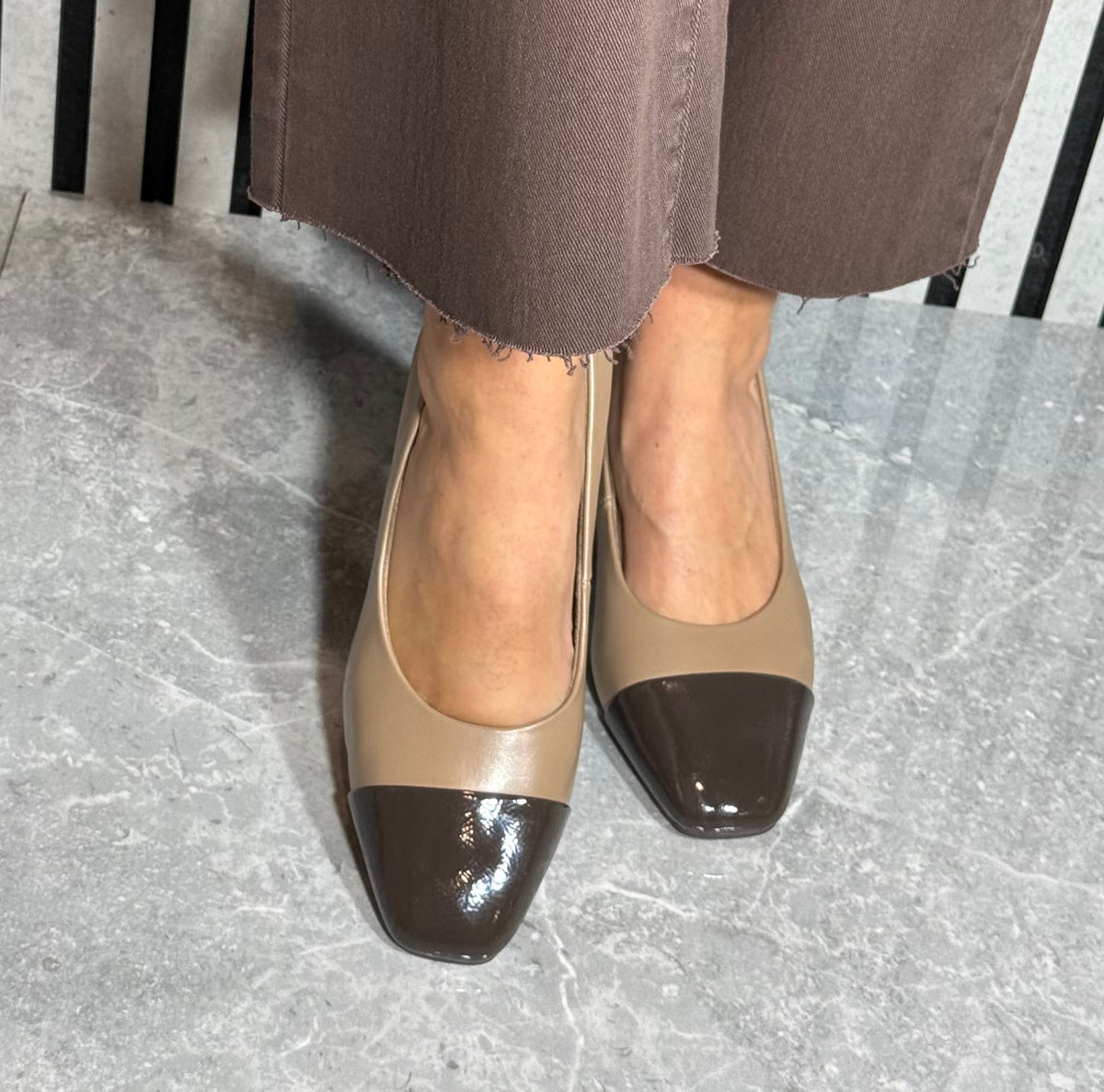 Marco Tozzi - Dark Cappuccino Combo Block Heel Shoe
