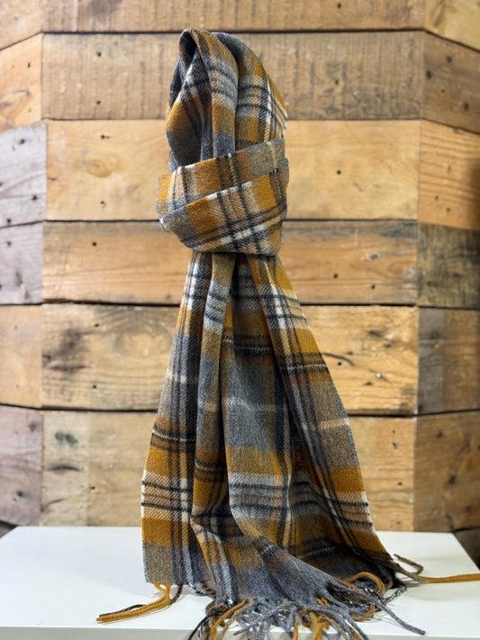 hannah k -  Mustard/Grey Checked Scarf