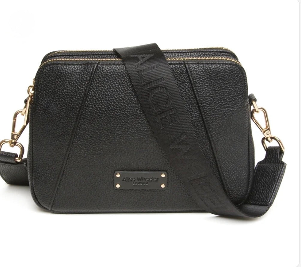 Alice Wheeler - Kensington Black Double Zip Crossbody