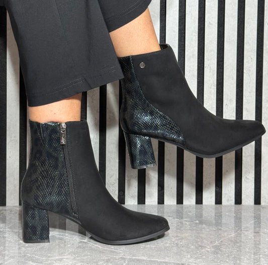 Lotus - 'Zelda' Black/Snake Detail Ankle Boot