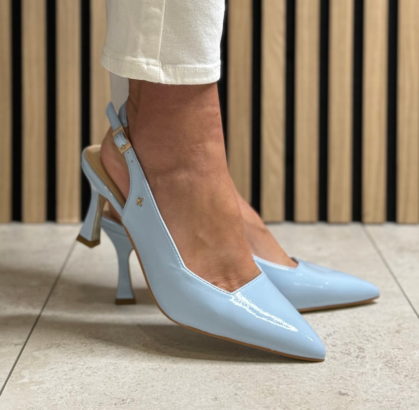 Kate Appleby - ‘Denham’ Sky Blue Patent Sling Back Heel