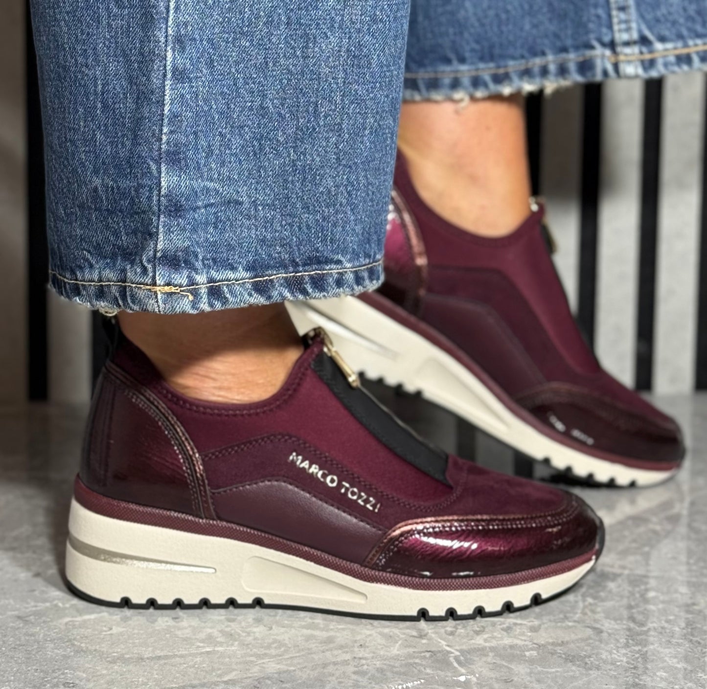 Marco Tozzi - Mulberry Front Zip Wedge Trainer