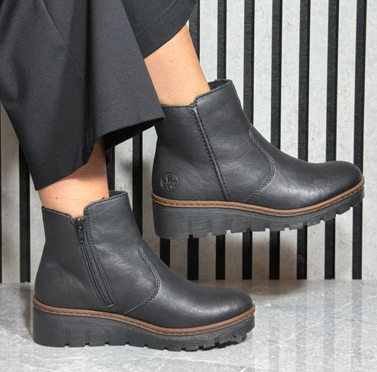Rieker - Black Wedge Ankle Boot