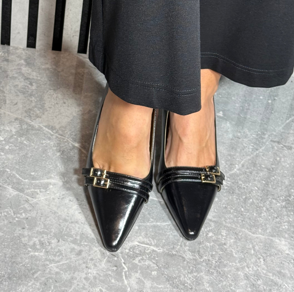 Lotus - 'Arwen' Black Croc Slingback Heel