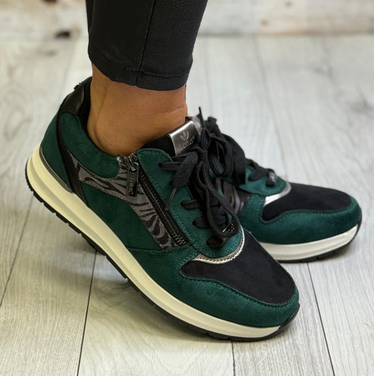 Lotus - 'Venus' Green/Black Combo Trainer
