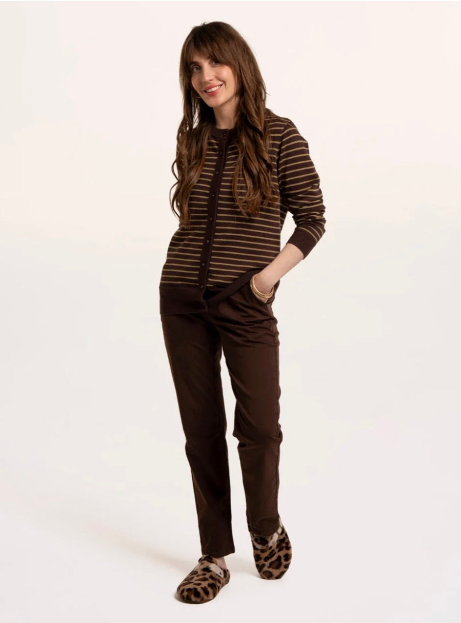 Brakeburn - ‘Hilda’ Brown Strip Knitted Cardigan