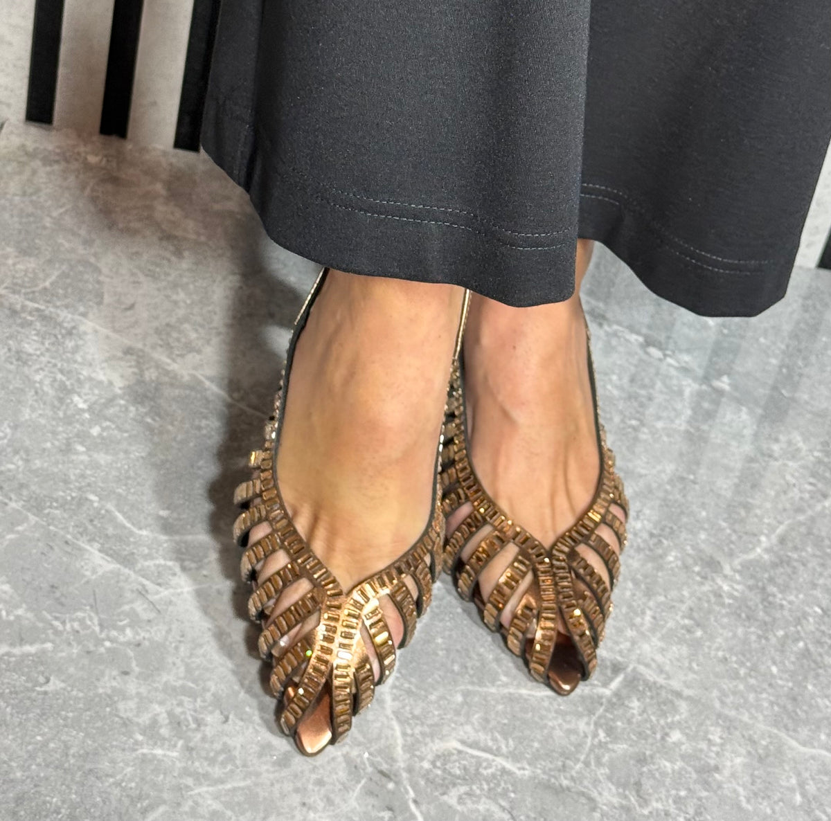 Una Healy - 'Cold Heart' Bronzilla Metallic Slingback Heel