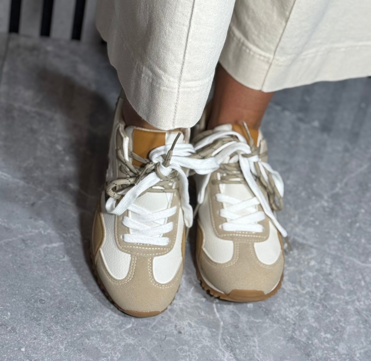 Teddy Smith - Beige/White Star Detail Trainer (121131)