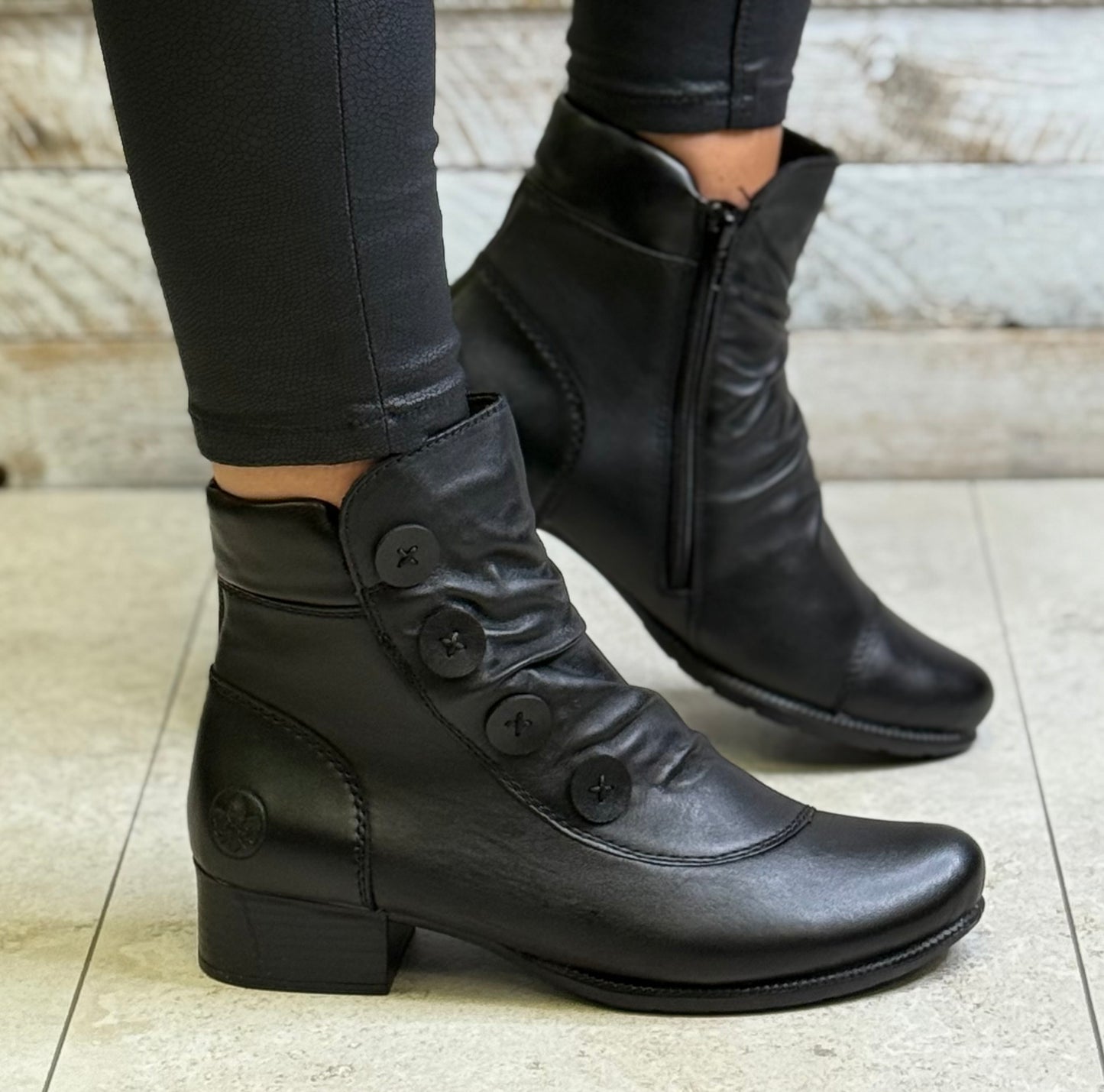 Rieker - Black Lined Leather Boot